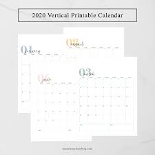 In addition to the calendar with holidays shown above, the the yearly 2020 calendar images below were made for you to use as clipart in brochures, reports, documents. Free 2020 Vertical Printable Calendar And Planning Pages My Only Sunshine