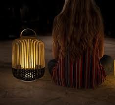 Japanese bamboo table lamp creative hollow desk lamp bedside dining table study desk light. Table Lamp Bamboo Take Away M Black Ip66 Led 3000k 290lm O27cm H44cm Forestier Nedgis Lighting