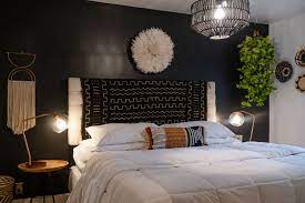 This House Got A Beautiful Modern Bohemian Ish Update Black Walls Bedroom Home Black Accent Walls