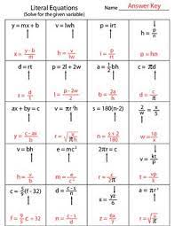 This Is A 20 Problem Worksheet Where Students Take Equations And Rewrite Them To Solve For A Specific Literal Equations Equations Algebra Interactive Notebooks