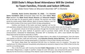 Duke S Mayo Bowl On Twitter Our First Priority When Hosting The Duke S Mayo Bowl Is The Safety Of All Participants From The Teams And Coaches To The Fans Staff And Community duke s mayo bowl on twitter our