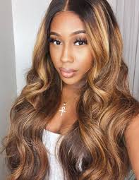 Black And Honey Blonde Ombre Wig Ombre Wig 100 Human Remy Hair Wig Middle Part The Same As The Hairstyle And Color In The Picture Shown In 2020 Honey Brown Hair Honey Blonde Hair Blonde Hair Black Girls