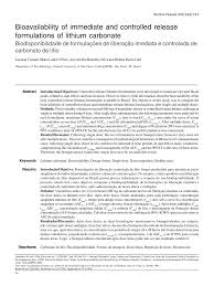 Listing a study does not mean it has been evaluated by the u.s. Pdf Bioavailability Of Immediate And Controlled Release Formulations Of Lithium Carbonate