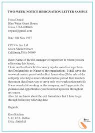 A formal resignation letter is designed for you to tender your resignation with a more refined tone than a simple letter format. Two Weeks Notice Letter Short And Sweet Example 2021 Coloring Page