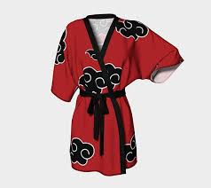 Akatsuki Cloud Kimono Robe Outfit Inspirations Chiffon Fabric Printed Kimono Robe