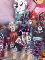 Pink Paw Patrol Girls Candy Buffet Table Candy Buffet Tables Pink Paws Paw Patrol Girl