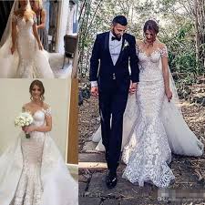 Plus Size Wedding Gowns With Detachable Train Vestido De Novia Robes De Mariee Country Garden Lace Wedding Dresses Arabic Bride Wedding Dress Cheap Mermaid Dres Wedding Dresses Lace Plus Size Wedding