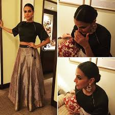 Neha Dhupia In Raw Mango Indian Skirt Lehenga Skirt Indian Designer Wear Neha dhupia and angad bedi gets married in a private ceremony. neha dhupia in raw mango indian skirt