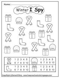 Set Of Winter I Spy Coloring Pages Game Easy Level Kindergarten Worksheets Preschool Worksheets Kindergarten Worksheets Printable