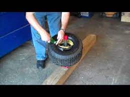 Install the tire on the rim. How To Mount A Tire On A Lawn Tractor Youtube