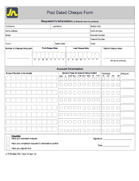 To put a date on (a check, for example) that is later than the actual date. Fillable Online Post Dated Cheque Form Jnbs Fax Email Print Pdffiller