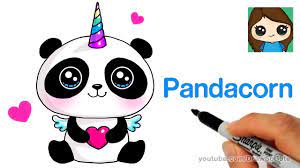 How To Draw A Pandacorn Cute And Easy Youtube Draw Cute Baby Animals Cute Animal Drawings Cute Drawings