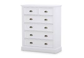Stow your essentials in chest of drawers offering tall & wide options for a striking practical addition. White Chrystelle 6 Drawer Tall Chest Amart Furniture