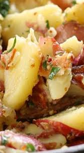 Warm German Potato Salad With Bacon Recipe With Bacon Budget Bytes Recipe Potatoe Salad Recipe German Potato Salad Recipe German Potato Salad