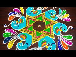 Simple Peacock Rangoli For New Year 2019 Margazhi Pongal Kolam With 9x5 Dots Friday Muggulu Peacock Rangoli Beautiful Rangoli Designs Rangoli Kolam Designs