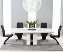 Buy Mark Harris Rossini White High Gloss Extending Dining Set With 6 Black Hereford Chairs Online By Dining Table Glass Top Dining Table Dining Table Chairs
