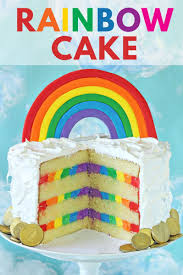 This Is The Ultimate Rainbow Cake It Has Moist Yellow Cake Striped Rainbow Frosting Inside And A Light A Rainbow Frosting Rainbow Birthday Cake Rainbow Cake