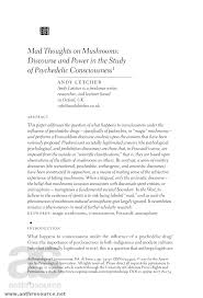 This substance is found inside certain cacti. Pdf Mad Thoughts On Mushrooms Discourse And Power In The Study Of Psychedelic Consciousness