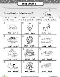 Stand the students in a at first students will copy you but later they should be able to do the commands without you. Long O Worksheet Education Com Vowel Worksheets Kindergarten Worksheets Printable Kindergarten Worksheets