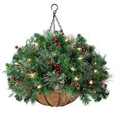 Improvements Pre Lit Classic Lighted Christmas Hanging Basket 80 Liked On Polyv Christmas Hanging Basket Christmas Hanging Baskets Holiday Decor Christmas