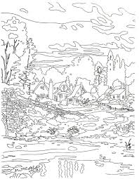 Cobblestone Evening Thomas Kinkade Painting Coloring Book Printable Page Coloring Books Stress Coloring Book Fall Coloring Pages