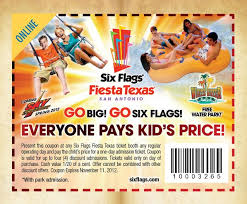 Six Flags Fiesta Texas Coupons And Other Attraction Coupons Coupons Six Flags Sample Coupons