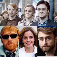 Rupert is 3 years away, Daniel is 4 years away, and Emma is 5 years away  from being the ages they portrayed in the 19 years later scene. (They aged  a lot