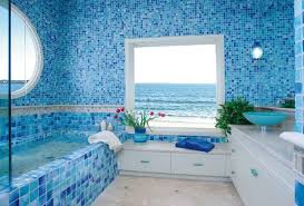Beautiful And Elegant Sea Themed With Bright Blue And White Color With Square And Round Windows And Coastal Bathroom Design Modern Bathroom Decor Blue Bathroom