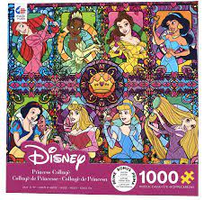 The delightful illustration features many fairytale couples pictured in the windows of their homes. Disney Princesses Stained Glass 1000 Piece Puzzle Bird In Hand