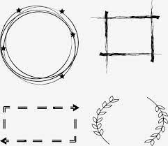 簡約線框不規則邊框圓形邊框免費png素材庫 手繪手賬邊框標題 透明背景 線框向量圖案素材免費下載 png eps和ai素材下載