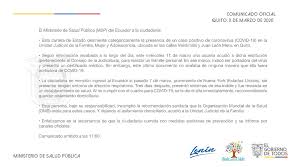 Pueden almacenarse en un dispositivo móvil o bien utilizarse en su versión en papel. Salud Ec A Twitter Comunicado Activadosporlasalud El Ministerio De Salud Publica Informa Que Se Desmiente El Caso Positivo De Covid19 En La Unidad Judicial De La Familia Mujer Y Adolescencia De La