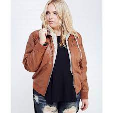 Ambiance Apparel Faux Leather Bomber Jacket With Knit Hood Faux Leather Bomber Jacket Plus Size Bomber Jacket Coats Jackets Women