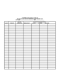 Blood Sugar Blood Pressure And Weight Log Chart Free Download