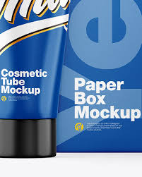 Layered psd easy smart object insertion license: Glossy Cosmetic Tube W Box Mockup In Tube Mockups On Yellow Images Object Mockups