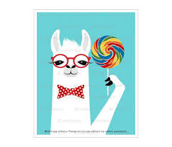 96j Lollipop Art Prints White Llama Eating Rainbow Lollipop Etsy In 2021 Animal Wall Art Prints Art Prints Art