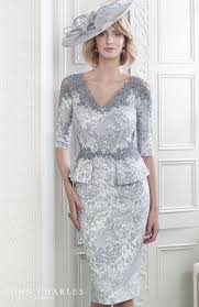 John Charles 26612 Wedding Outfit In Champagne Priced 753 Jacquard Lace Mid Length Is Sh Mother Of Bride Outfits Peplum Dresses With Sleeves Bride Clothes