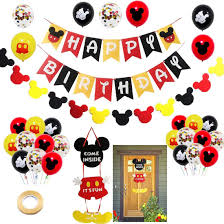 Keep the theme going with mickey mouse plates, napkins, cups, and table covers. Buy Kidsdream Mouse Party Supplies Birthday Decorations Set Mouse Happy Birthday Banner Mickey Color Balloons 40 Pack Mickey Mouse Door Sign For Baby Birthday Party Mickey Mouse Theme Party Supplies Online In Vietnam B0813mrymz