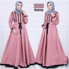 Hasil gambar untuk model baju gamis remaja simple terbaru 2019