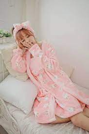 可愛小兔睡衣女韓版睡袍 吊帶睡裙2件套家居裙法蘭絨家居服套裝 fashion robe