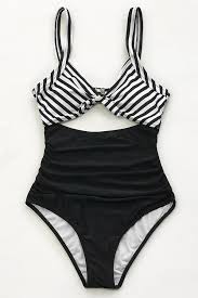 Black And White Striped Swimsuit Top Blue And White Stripe Ruffled One Piece Swimsuit One Piece Swimsuit Swimsuits Striped Bikini