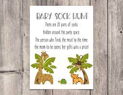 Safari Baby Shower Baby Socks Hunt Game Sign Printable Jungle Etsy In 2021 Printable Baby Shower Games Baby Shower Printables Safari Baby Shower Boy
