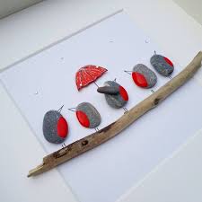 Robins Kiesel Bild Vogel Bild Robin Familie Dekoration Kunst Robin Kieselkunst Gerahmt Familie Vorhanden Robins Dekor Kieselsteinbilder Steinbilder Basteln Mit Steinen Kieselsteinkunst