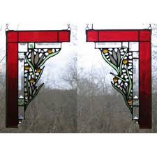 Stained glass windows are painted with different colors or painted with different scenery, objects, animals and the likes to capture people's attention and are cut into shapes. Edel Byrne Ruby Medium Floral Corner Pair Stained Glass Panels Artistic Artisan Designer Stain Glass Window Panels Sweetheart Gallery Contemporary Craft Gallery Fine American Craft Art Design Handmade Home Personal