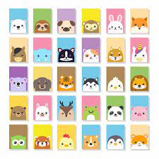 Desenho Vetorial De Kawii Animal Card Bonito Animal Cards Vector Drawing Mini Canvas Art