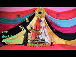 Durga Puja Decoration Ideas For Home Navratri Decoration Ideas At Home Easy Backdrop Diy Ideas Youtube Diy Backdrop Easy Backdrops Navratri