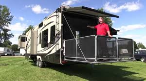 With the floorplan in the montana high country 381th, you get the living space up front, a large kitchen area, a dinette on a slide out, residential size refrigerator and a spacious garage area for your toys. Generalrv Com 2015 Grand Design Momentum 385th Fifth Wheel Toy Hauler Youtube