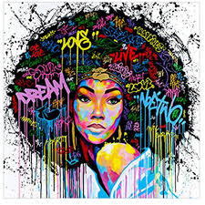 Black And White African American Wall Art Guangqi Women Unframed Canvas Printing Wall Decor Painting Art Canvas African American Wall Art Check Out The African American Wall Art Afro Art Female Art