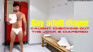 Gay adult diaper caught checking out the jock & diapered