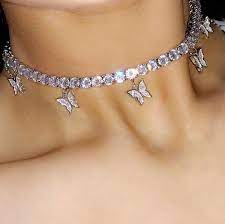Butterfly Tennis Necklace Gold Plated With Aaa Cubic Zirconia Etsy In 2021 Girly Jewelry Grunge Jewelry Chain Choker