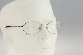 90s Aviator Eyeglasses Outlook 022 W61 Vintage 90s Unisex Gold And Gray Small Oval Aviator Optical Frame Nos Goruntuler Ile
